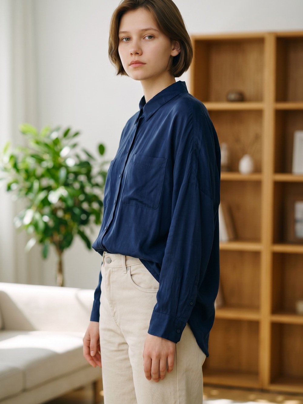 Lou & Grey Black Relaxed Button-Down Shirt